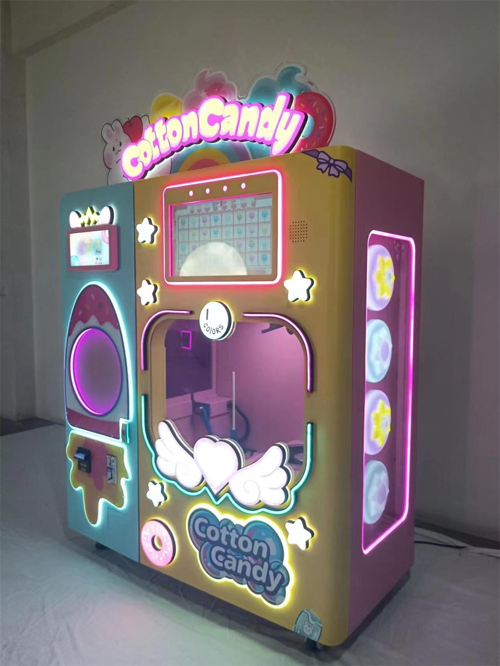 Factory Commercial Cotton Candy Vending Machine Candy Sweet Latest Floss Flower Support Multi-Language Cotton Candy Machine