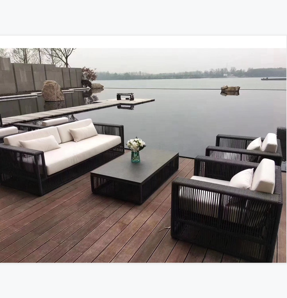 Outdoor Leisure Sofa Furniture Garden Rattan Sofa Set Poolside Rattan Corner Sofa