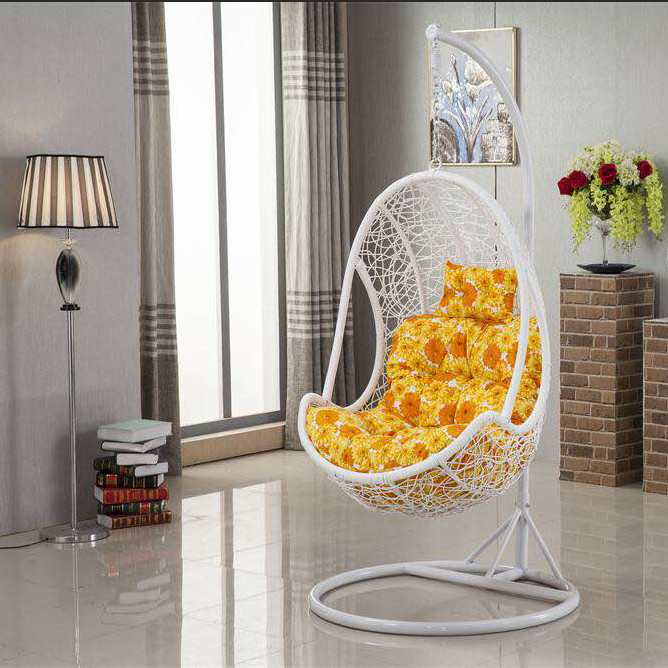 Wholesale white three-dimensional hanging basket chair and bracket rattan hanging egg chair