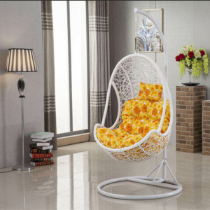 Wholesale white three-dimensional hanging basket chair and bracket rattan hanging egg chair