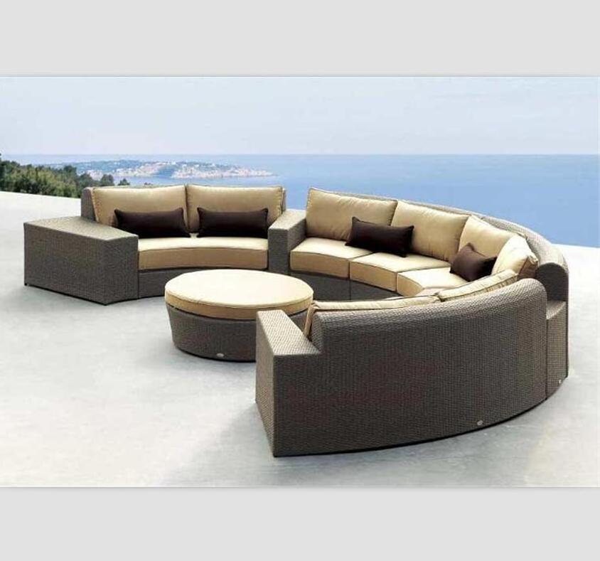 Factory direct sales of outdoor furniture  rattan, semi circular wicker sofa furniture