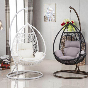 High quality and durable indoor and outdoor rattan swing chair with brackets black hanging wicker egg chair