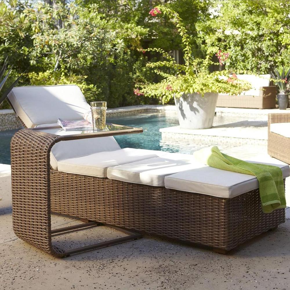 Wholesale outdoor furniture beach tanning beds pool side rattan sun loungers