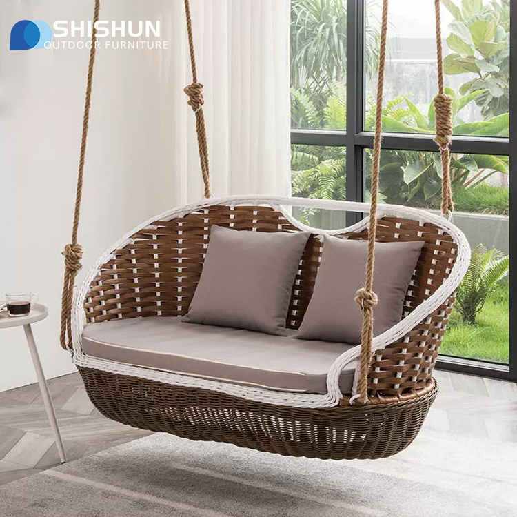 Modern Leisure Outdoor Indoor PE rattan Swing  Patio Balcony Deck Swing Chair Garden Villa Park Single seater two seater Hanging