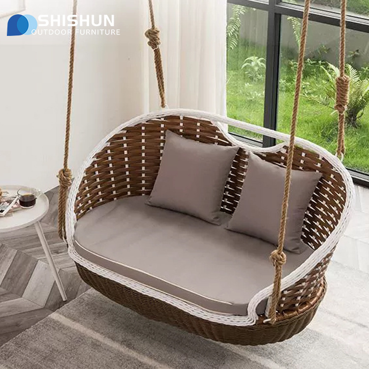 Modern Leisure Outdoor Indoor PE rattan Swing  Patio Balcony Deck Swing Chair Garden Villa Park Single seater two seater Hanging