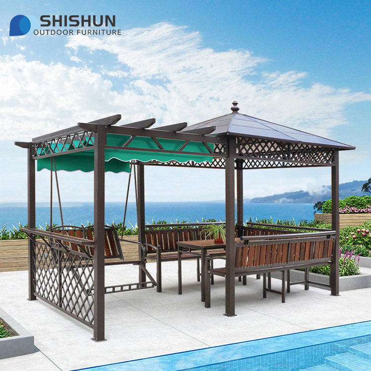 Outdoor gazebo awning villa courtyard garden gazebo tent solar panel gazebo furniture