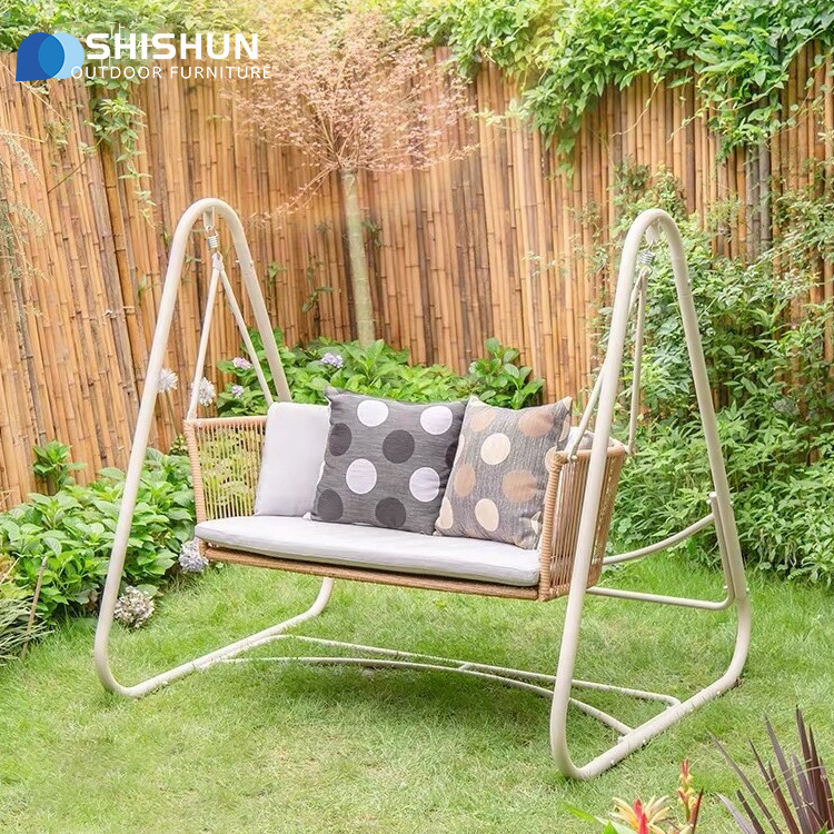 Outdoor courtyard metal frame swing indoor single hanging chair double furniture