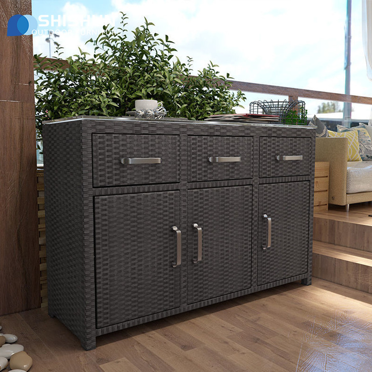 Outdoor Rattan storage lockers shoe cabinets balconies patio furniture cabinets hotel and restaurant storage cabinets