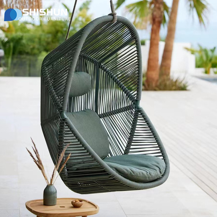 Outdoor cane aluminum alloy frame garden balcony round bird's nest hanging lounge chair