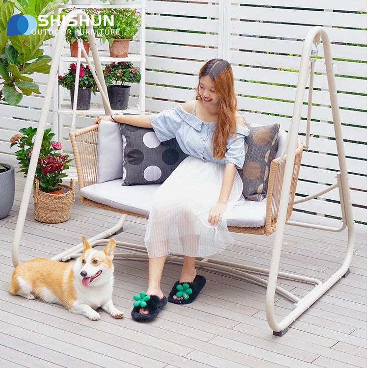 Outdoor courtyard metal frame swing indoor single hanging chair double furniture