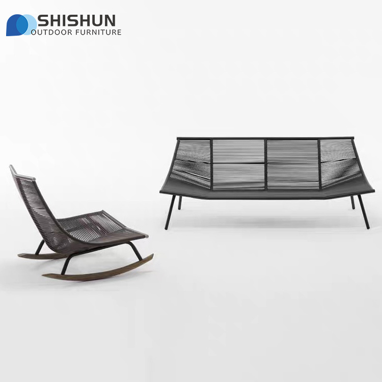 Leisure Outdoor Indoor chair High quality balcony rocking chair handmade Rope woven garden sofa