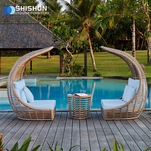 Creative Bird's nest rattan sofa outdoor open-air Villa Swimming Pool Circular Beach Bed Garden Sun Lounger