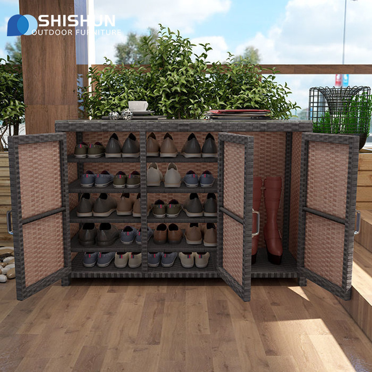 Outdoor Rattan storage lockers shoe cabinets balconies patio furniture cabinets hotel and restaurant storage cabinets