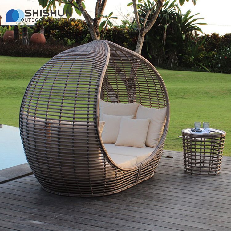 Creative Bird's nest rattan sofa outdoor open-air Villa Swimming Pool Circular Beach Bed Garden Sun Lounger