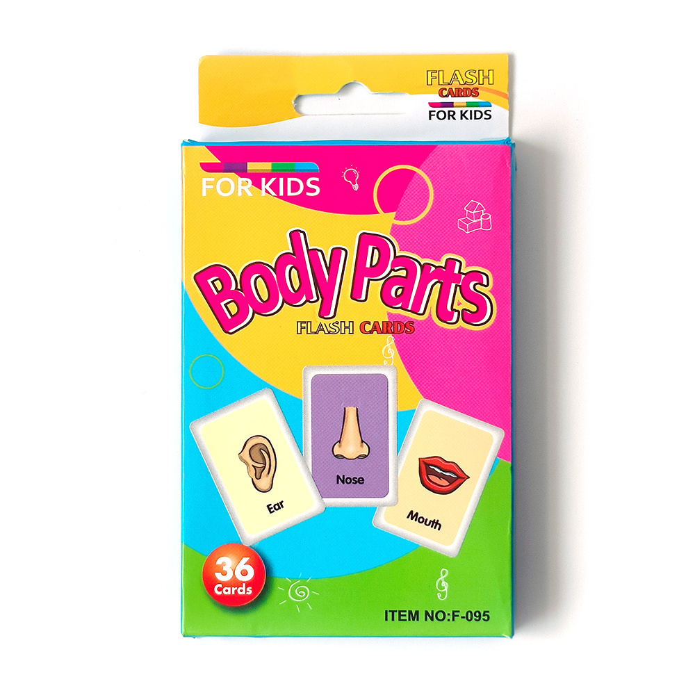 2024 new style children learning flash cards body parts color and animal kids education toys recyclable paper box