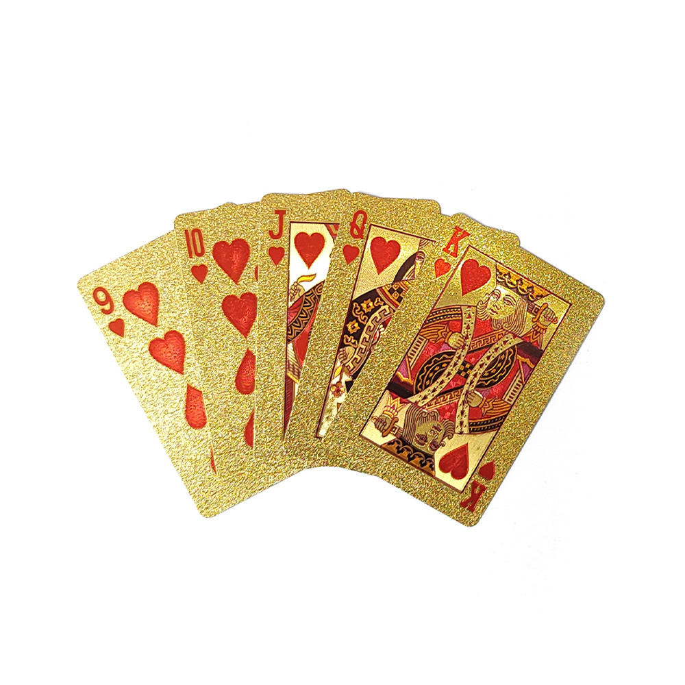 Custom Gold Foil Poker Set Entertainment Travel Board Game Card Waterproof Durable PVC Plastic Playing Card