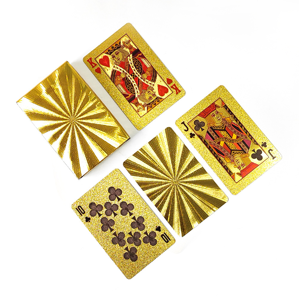 Custom Gold Foil Poker Set Entertainment Travel Board Game Card Waterproof Durable PVC Plastic Playing Card