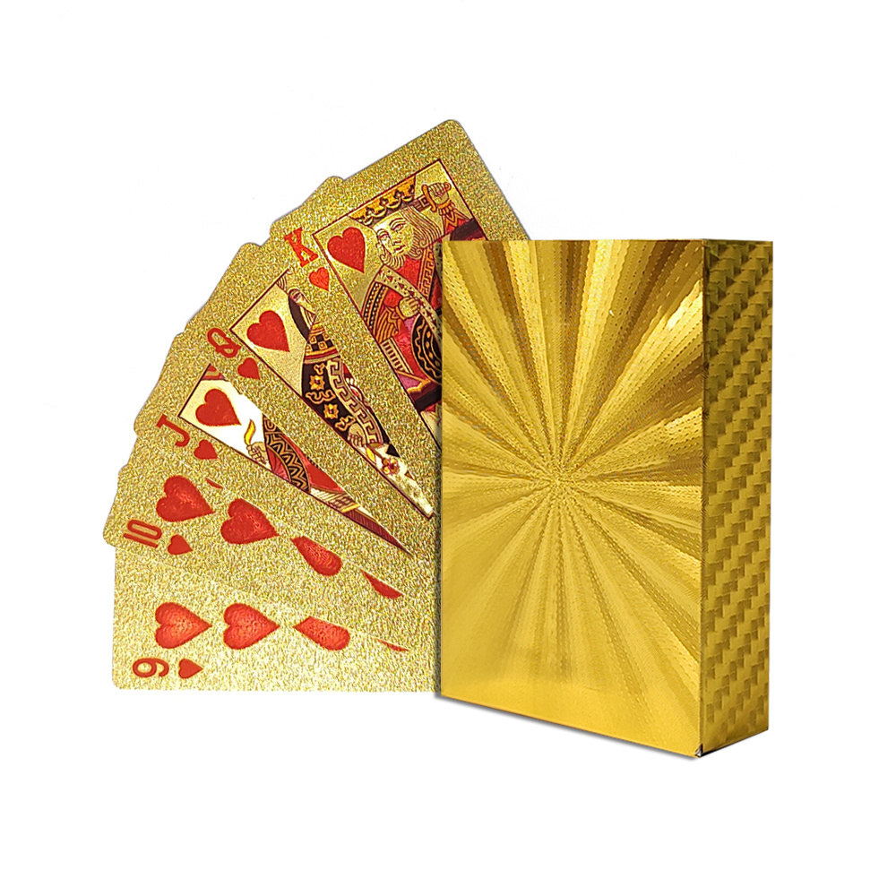 Custom Gold Foil Poker Set Entertainment Travel Board Game Card Waterproof Durable PVC Plastic Playing Card