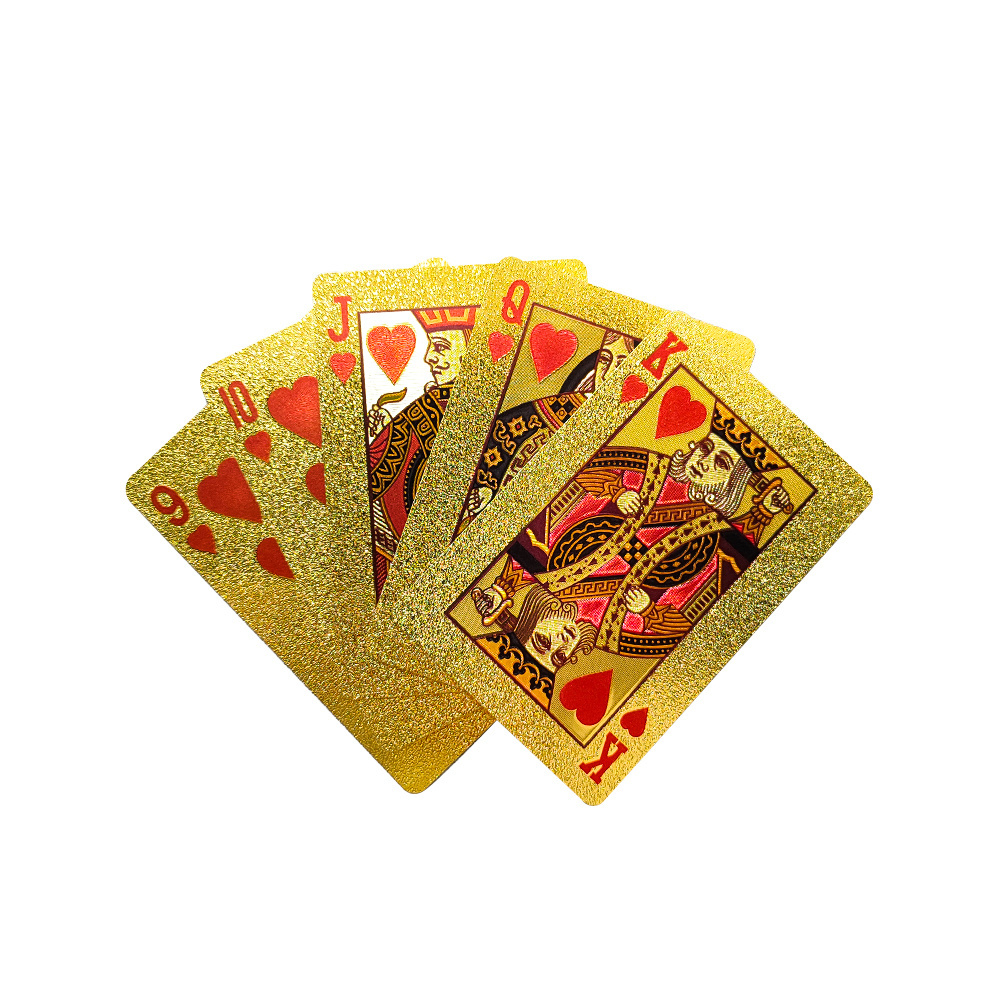 PVC Poker Playing Card Printing Services Waterproof Entertainment Board Game Gold Playing Cards With Box