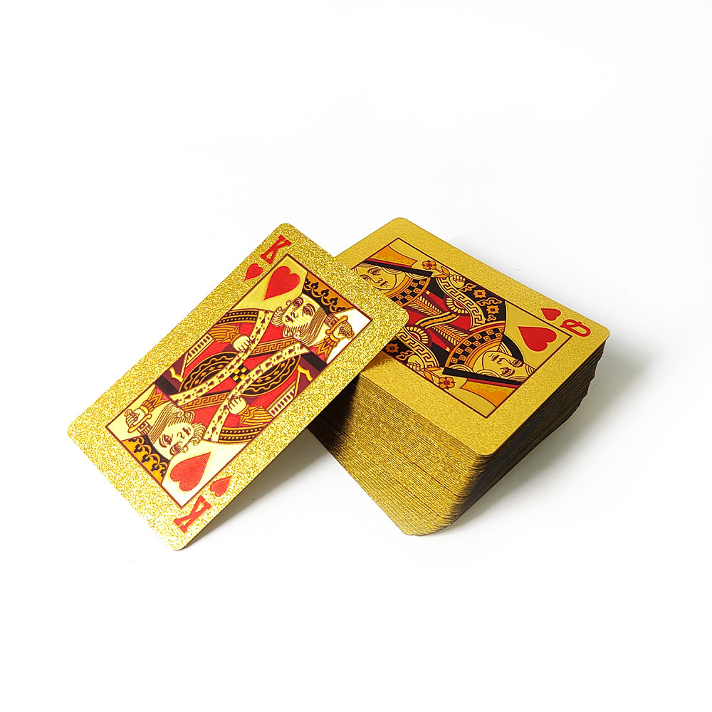 PVC Poker Playing Card Printing Services Waterproof Entertainment Board Game Gold Playing Cards With Box