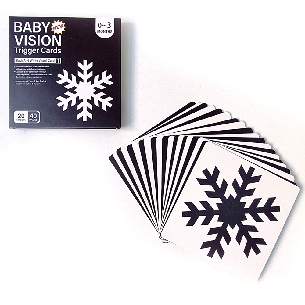 Hot early education 0~3 months baby  black and white vision trigger card games flash cards/cognitive cards