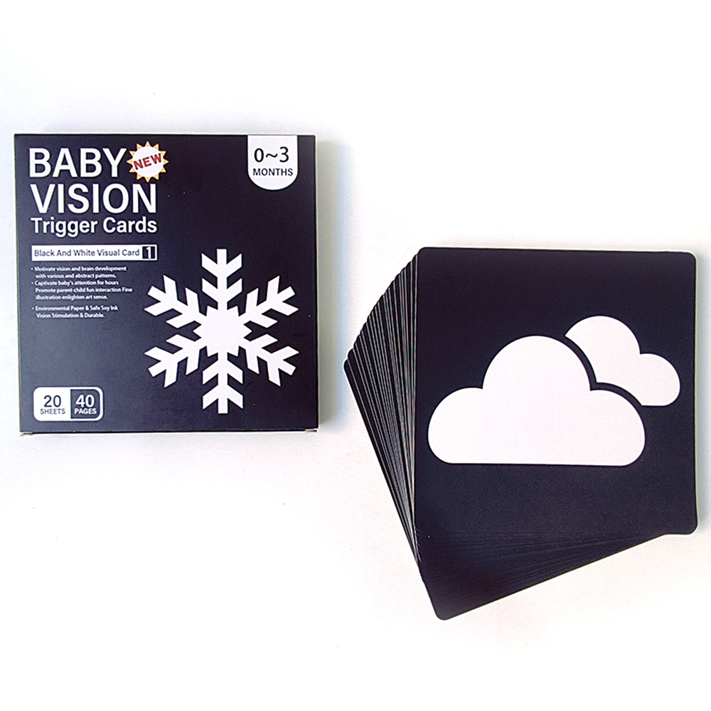 Hot early education 0~3 months baby  black and white vision trigger card games flash cards/cognitive cards