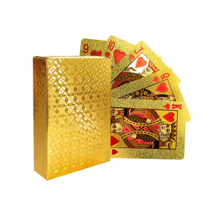 PVC Poker Playing Card Printing Services Waterproof Entertainment Board Game Gold Playing Cards With Box