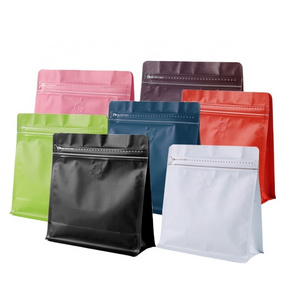 Recyclable Custom flat bottom aluminum foil plastic ziplock Coffee Bags Zipper coffee packaging bags coffee pouch with valve