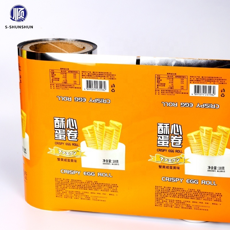 Printed Roll Stock Custom Food Grade Laminated Sachet Plastic Food Packaging Roll Film For Cookie Snack Packaging