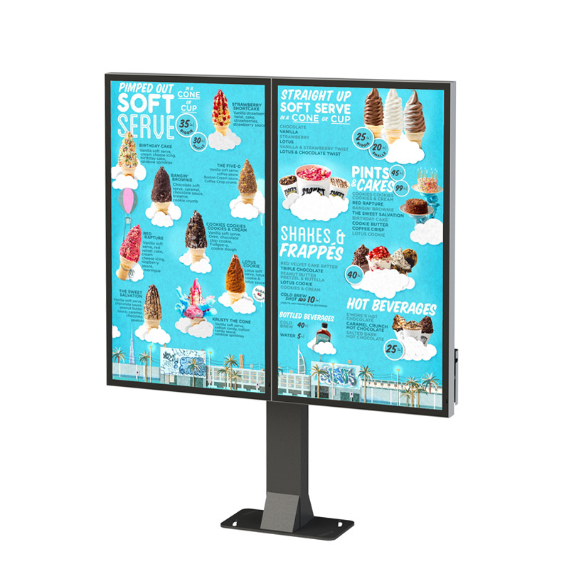 waterproof 2000 4000nits outdoor restaurant drive thru digital menu board kiosk solution advertising playing screen display