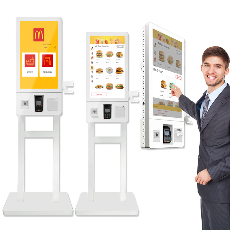 indoor restaurant selfservice android Capacitive Touch screen pos system sleek queue ticket Parking Lot Payment Machine Kiosk