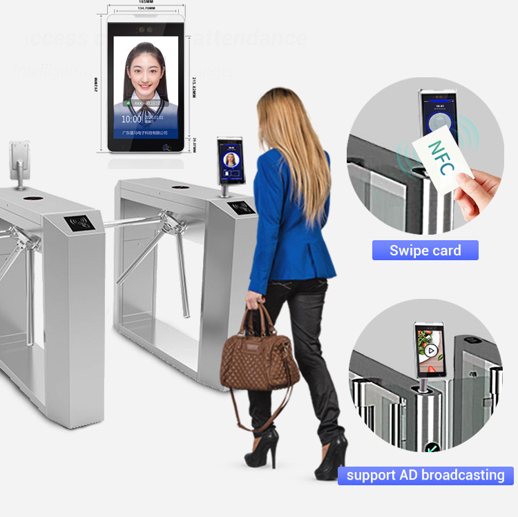 Tripod Turnstile Gate Price Face Recognition Thermal Detection Gym Biometrics Access Control Swing Turnstile