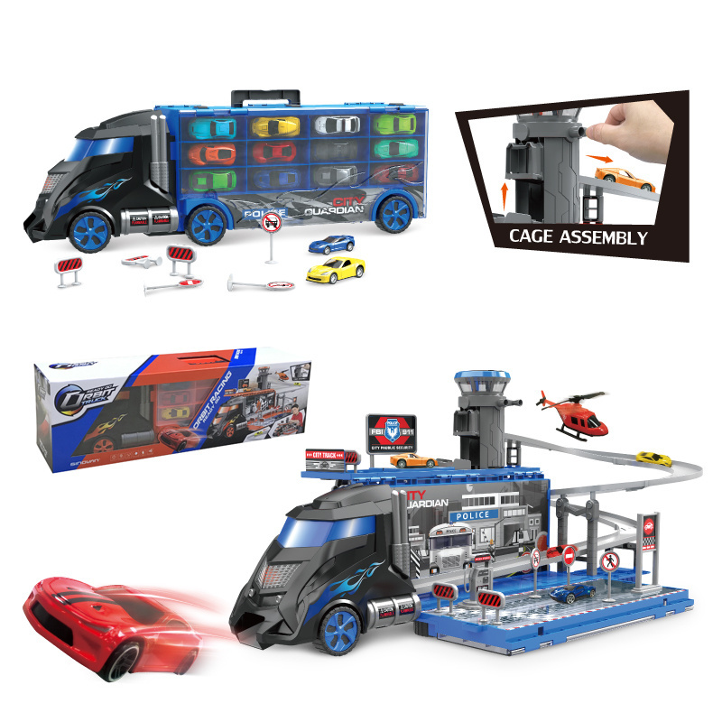 SINOVAN hot new S8610 Transform Track Trailer truck police play set with sound