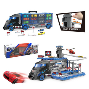 SINOVAN hot new S8610 Transform Track Trailer truck police play set with sound