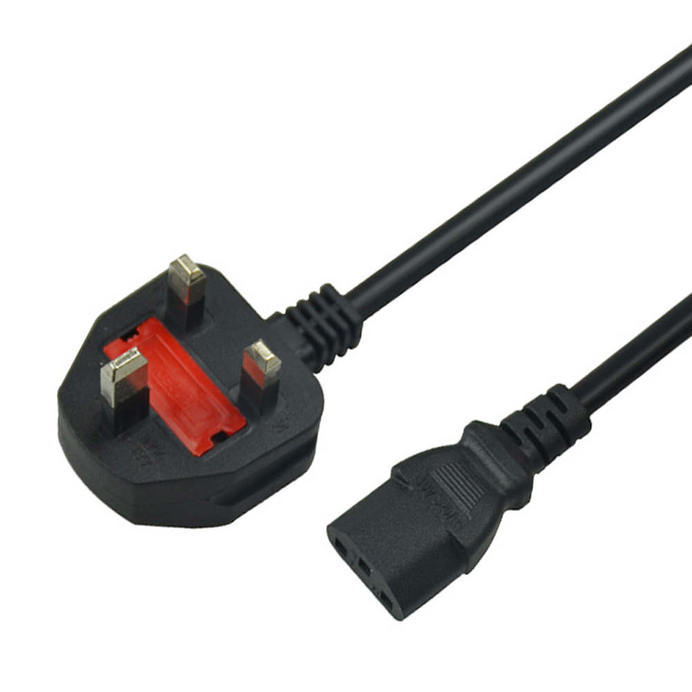 SIPU pvc braided computer power cable cord 3 pin extension wire UK plug