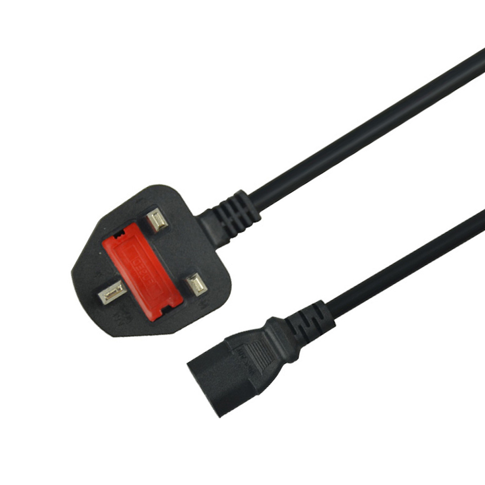 SIPU pvc braided computer power cable cord 3 pin extension wire UK plug