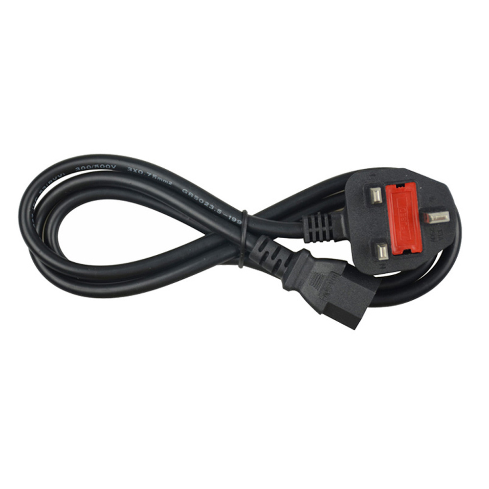 SIPU pvc braided computer power cable cord 3 pin extension wire UK plug