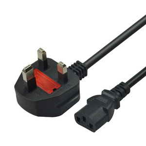 SIPU pvc braided computer power cable cord 3 pin extension wire UK plug