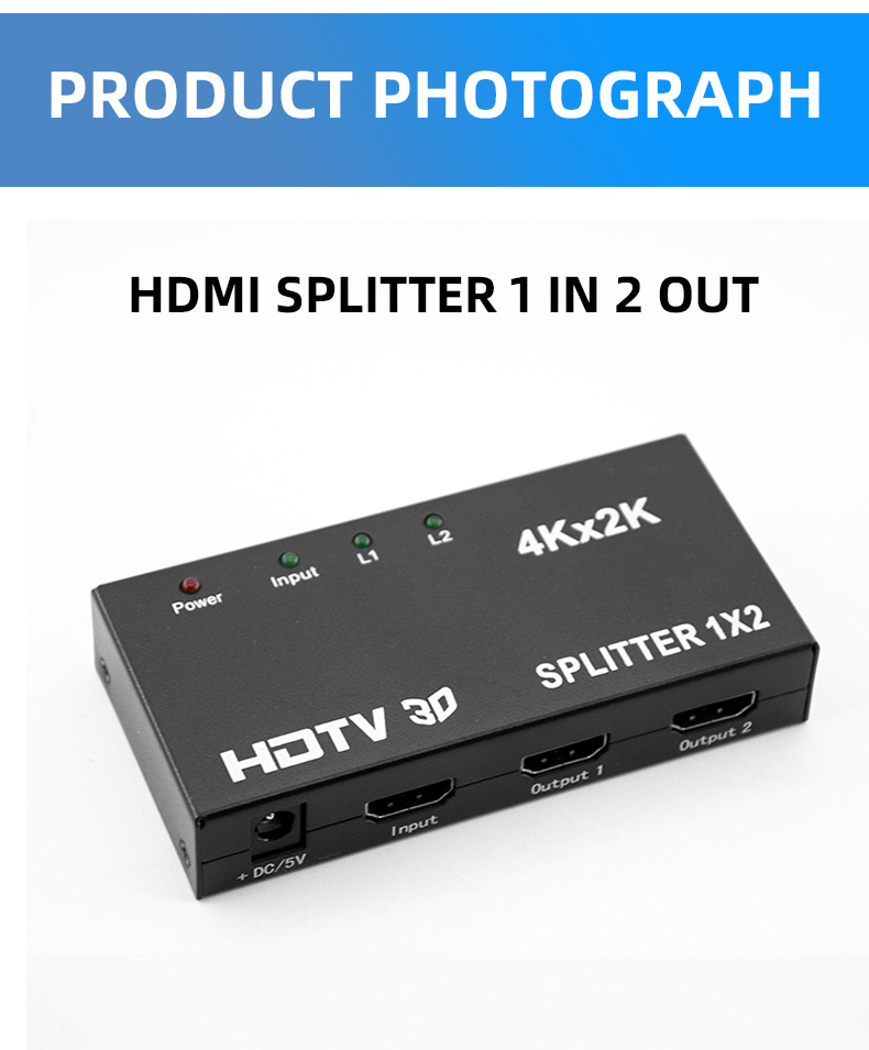 SIPU 4K 3D HDMI Splitter  1 in 2 out, splitter hdmi  Splitter  switcher