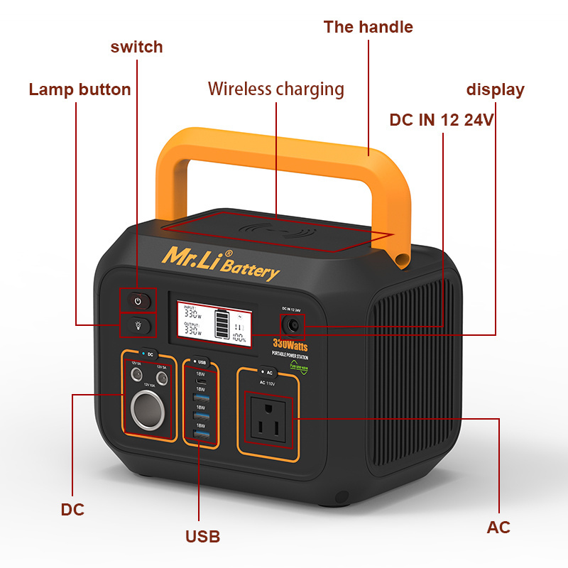 Newest 330W portable power station emergency energy storage power supply solar generator for Home Camping Emergency Battery