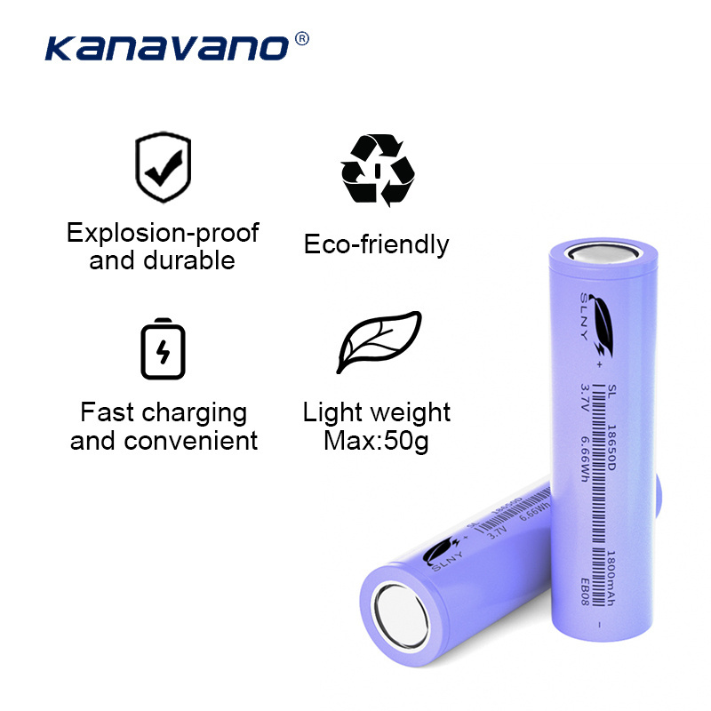 Kanavano  rechargeable 18650 li ion battery 3.7v 5C discharge 18650 1800mah lithium ion battery for balance scooter