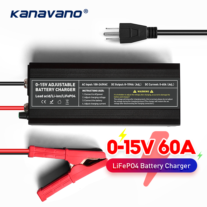 kanavano 12V 60A lithium battery  Charger 12.6V 14.6V 60A output  AC 100V-240V input battery charger for car