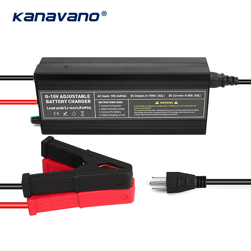 kanavano 12V 60A lithium battery  Charger 12.6V 14.6V 60A output  AC 100V-240V input battery charger for car