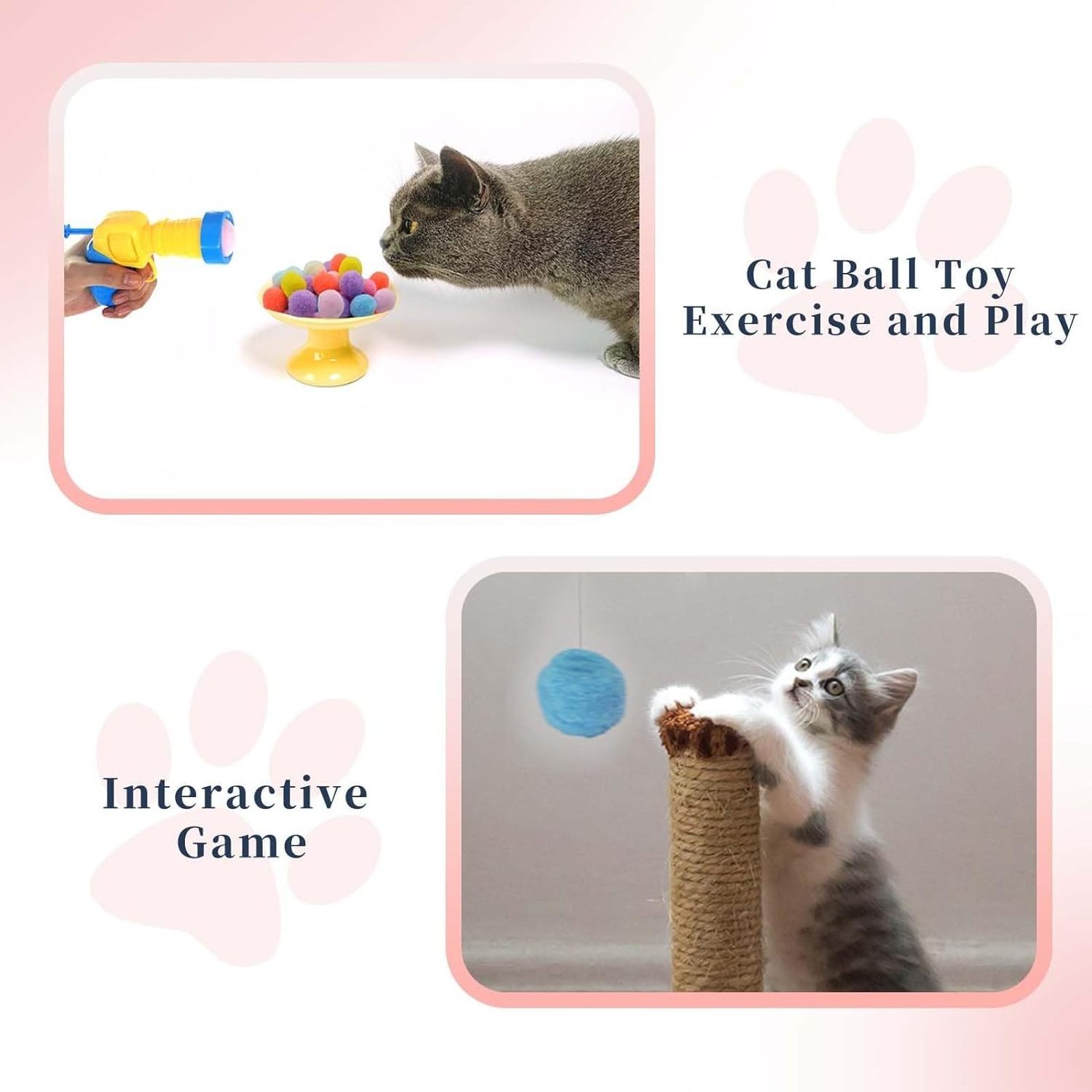 Kittens Mini Shooting Gun Games Stretch Plush Ball Toys Interactive Launch Training Cat Toys Pet Cat Kitten Toy Pet Accessories