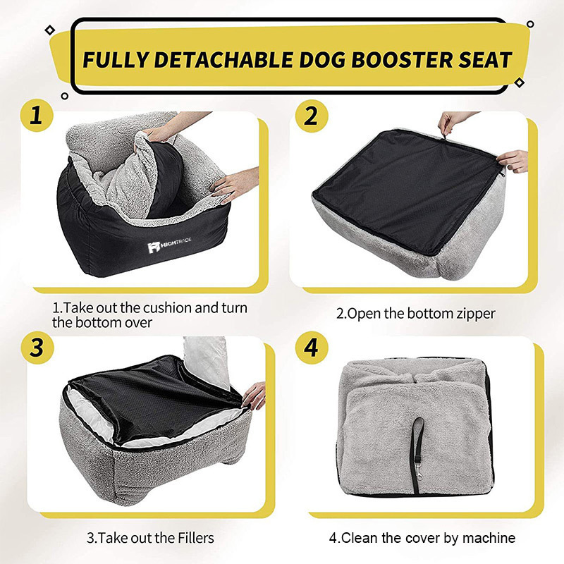 Dog Car Seat for Small Dogs Washable and Detachable Soft Dog Booster Seats with Storage Pockets Leash Pet Car Travel Carrier Bed