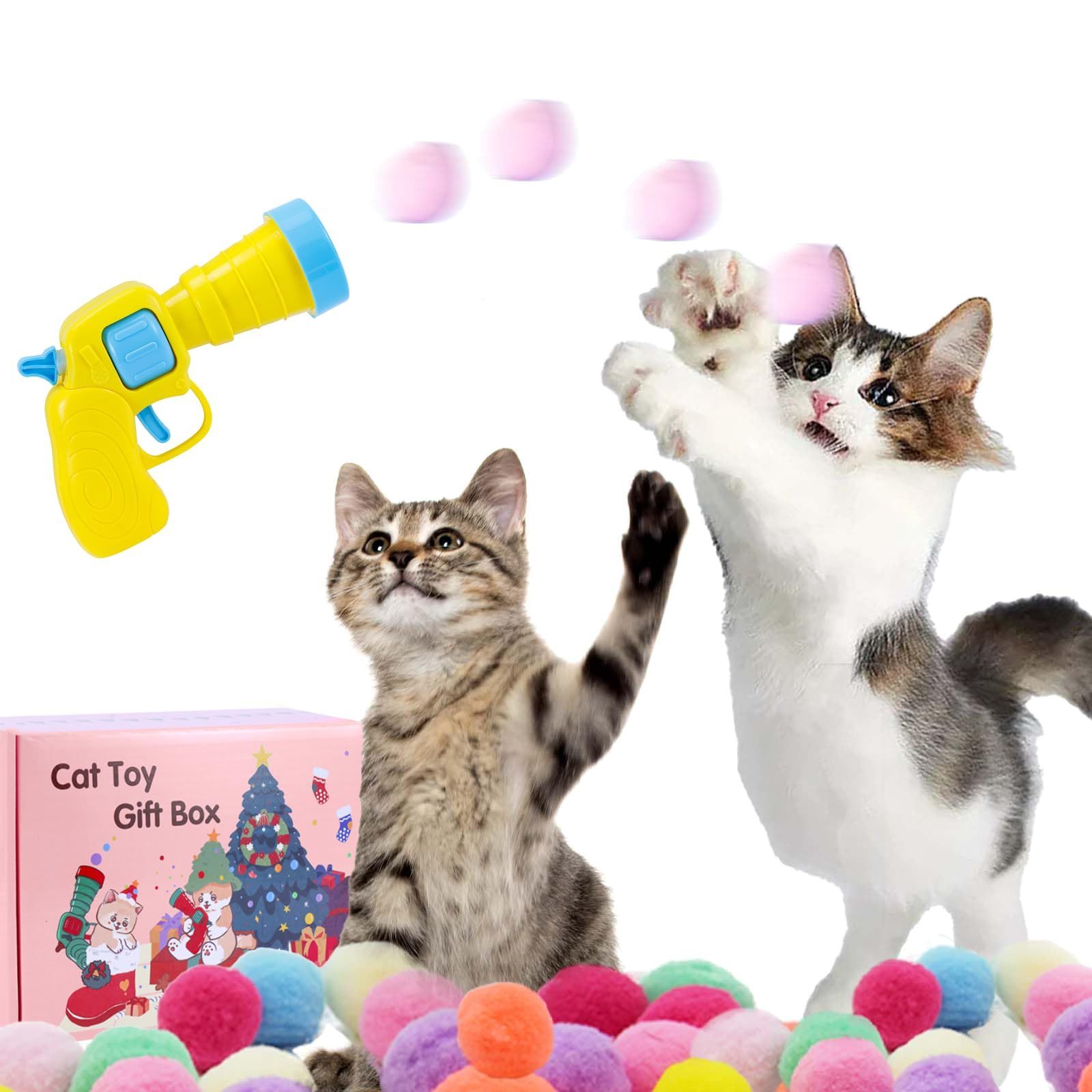 Kittens Mini Shooting Gun Games Stretch Plush Ball Toys Interactive Launch Training Cat Toys Pet Cat Kitten Toy Pet Accessories