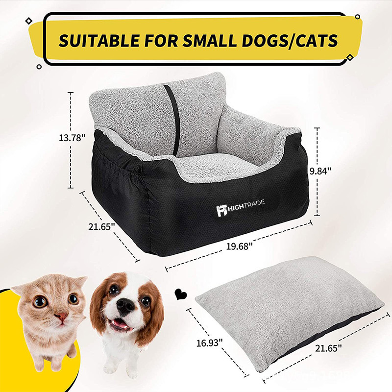 Dog Car Seat for Small Dogs Washable and Detachable Soft Dog Booster Seats with Storage Pockets Leash Pet Car Travel Carrier Bed