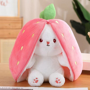 18/25/35CM Cute Soft Long Ear Strawberry Carrot Shaped Orange Pink Stuffed Plush Bunny Rabbit Plush Toys