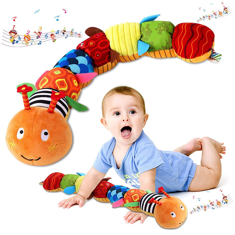 Baby Plush Stuffed Animal Toy Toddler Music Caterpillar Crinkle Rattle Soft Plush Stuffed Animal Toys for Kid