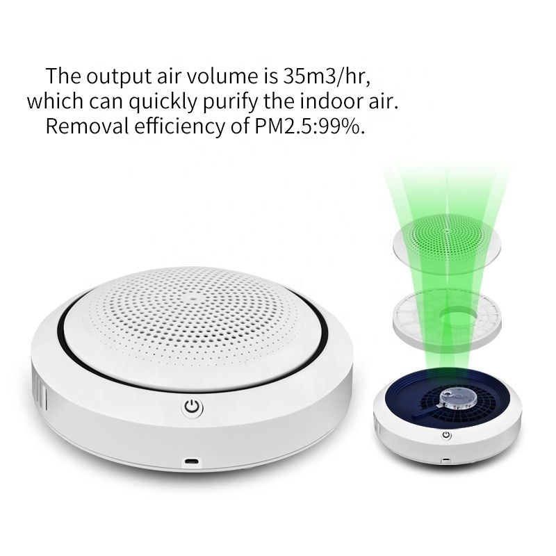 New arrival small air purifier car home bedroom office low noise ionic H11 H13 H14 true hepa table top air purifier uv air purif